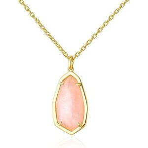 Natural Stone Irregular Heart Teardrop Irregular Necklace for Women Rose Quartz